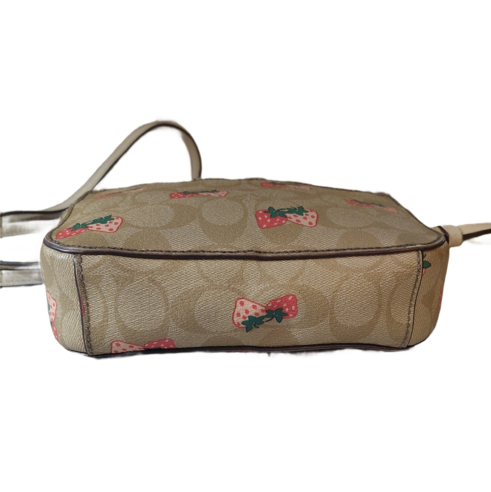 Coach Jaimie Mini Camera Bag Tan Crossbody Bag with Wild Strawberry Design - Picture 3 of 16